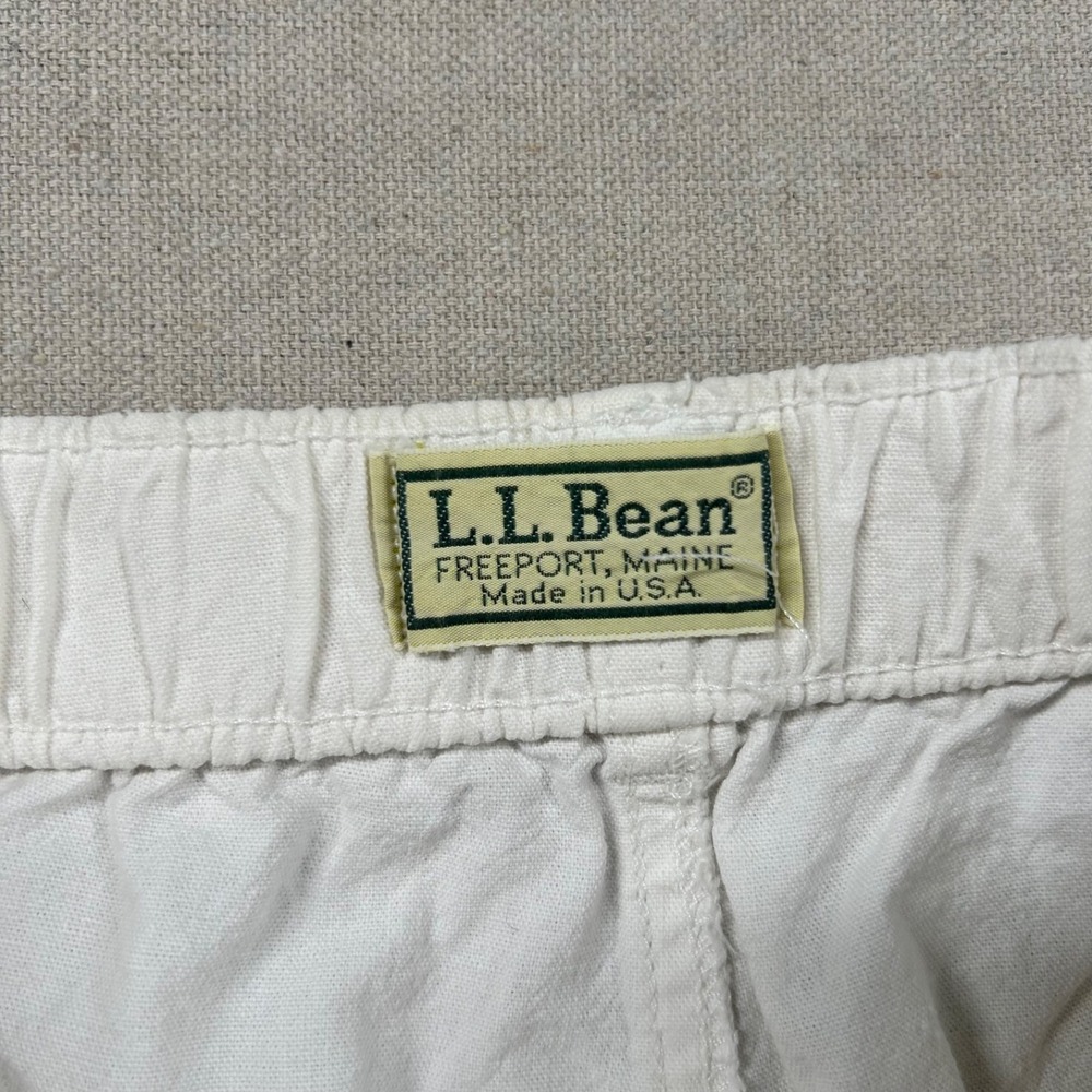 Vintage LL Bean Pants Womens 12 Linen Blend Mom High Rise Taper 80s USA White - Picture 4 of 11